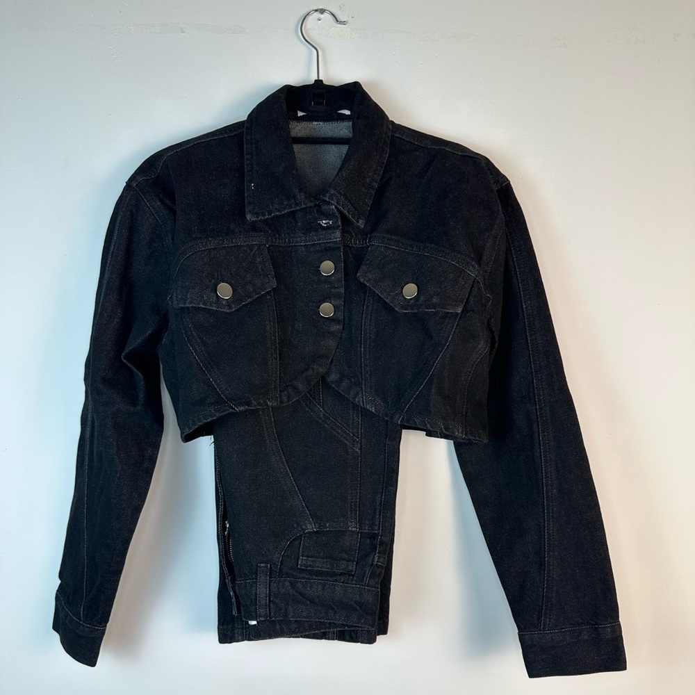 DENIM CROP JACKET AND TROUSER SET